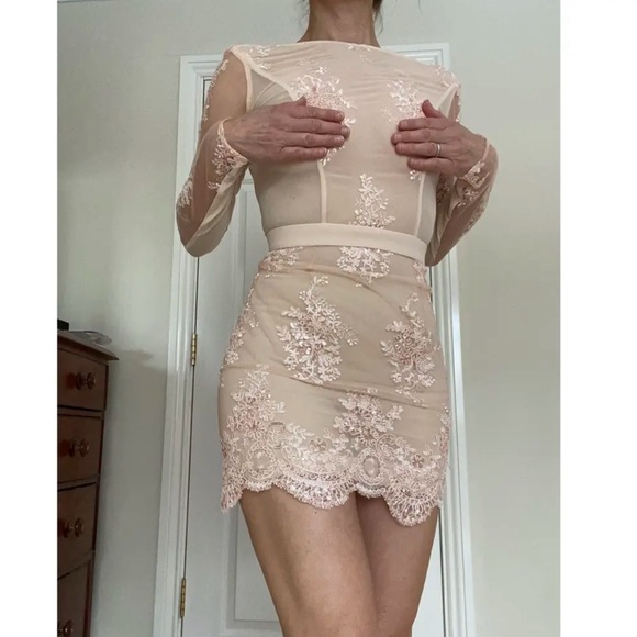 HOUSE OF CB Sheer Embellished Mini Dress Small - Picture 3 of 7